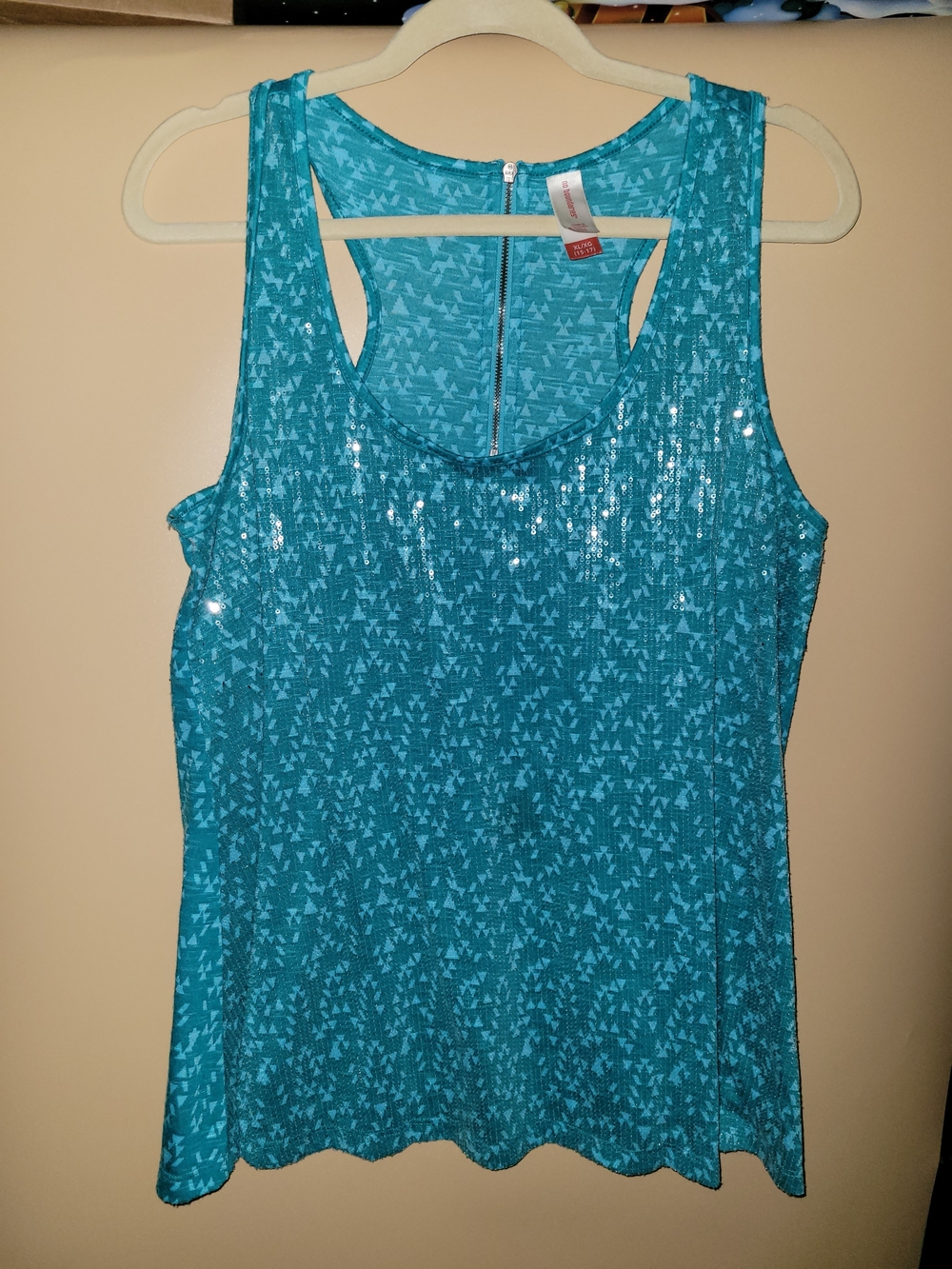 No Boundaries Teal Sequin Racerback Tank Top
